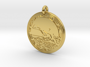Orca Whale Animal Totem Pendant in Polished Brass