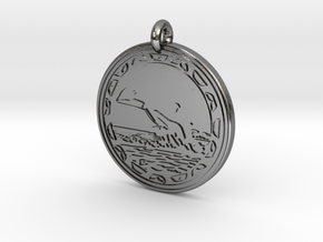 Orca Whale Animal Totem Pendant in Polished Silver