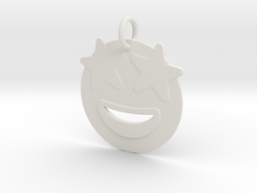 Star eyed emoji  Pendant in White Natural Versatile Plastic