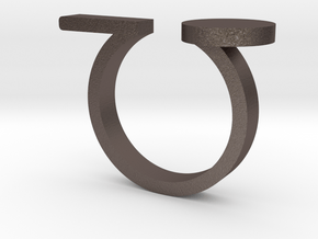 Minimal Line and Circle Ring in Polished Bronzed-Silver Steel: 4.5 / 47.75