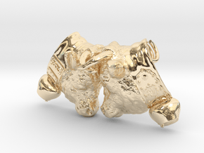 Swiss cow fighting #A - 25mm high in 14k Gold Plated Brass