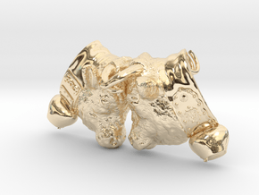 Swiss cow fighting #A - 30mm high in 14k Gold Plated Brass
