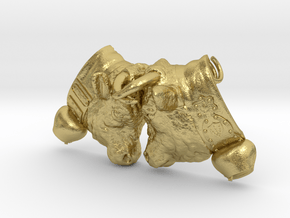 Swiss cow fighting #B - 30mm high in Natural Brass