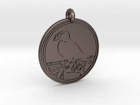 Puffin Animal Totem Pendant in Polished Bronzed-Silver Steel