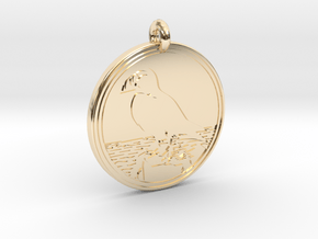 Puffin Animal Totem Pendant in 14k Gold Plated Brass
