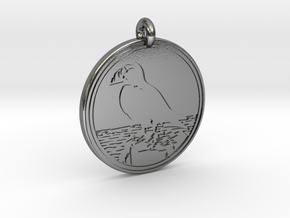 Puffin Animal Totem Pendant in Polished Silver