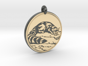 Ring tail Animal Totem Pendant in Glossy Full Color Sandstone