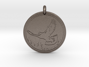 Rock Dove Animal Totem Pendant in Polished Bronzed-Silver Steel