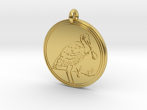 Roseate Spoonbill Animal Totem Pendant in Polished Brass
