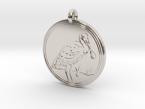 Roseate Spoonbill Animal Totem Pendant in Platinum