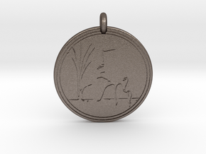 Sandhill Crane Animal Totem Pendant in Polished Bronzed-Silver Steel