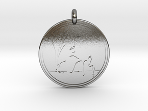 Sandhill Crane Animal Totem Pendant in Polished Silver
