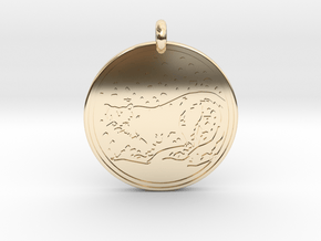Snow Leopard Animal Totem Pendant in 14k Gold Plated Brass
