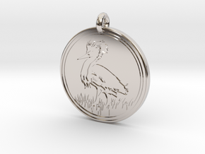 Snowy Egret Animal Totem Pendant  in Rhodium Plated Brass