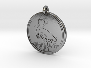 Snowy Egret Animal Totem Pendant  in Polished Silver