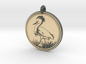 Snowy Egret Animal Totem Pendant  in Glossy Full Color Sandstone