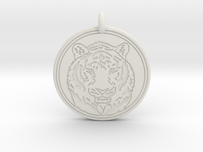 Tiger Animal Totem Pendant 2 in White Natural Versatile Plastic