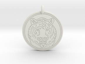 Tiger Animal Totem Pendant 2 in White Premium Versatile Plastic