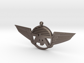 747 Wings Necklace in Polished Bronzed-Silver Steel