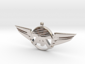 747 Wings Necklace in Rhodium Plated Brass