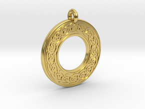 Celtic Knotwork Annulus Donut Pendant in Polished Brass