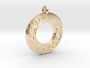 Celtic Knotwork Annulus Donut Pendant in 14k Gold Plated Brass