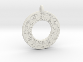 Celtic horse Annulus Donut Pendant in White Natural Versatile Plastic