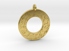 Celtic horse Annulus Donut Pendant in Polished Brass
