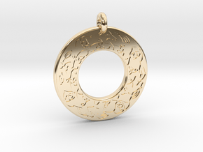 Celtic horse Annulus Donut Pendant in 14k Gold Plated Brass