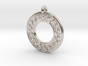 Sacred Tree Annulus Donut Pendant in Rhodium Plated Brass