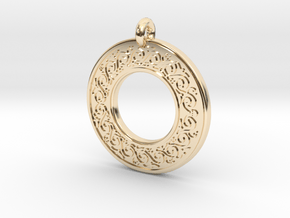 Sacred Tree Annulus Donut Pendant in 14k Gold Plated Brass