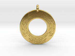 Celtic Cross Annulus Donut Pendant in Polished Brass