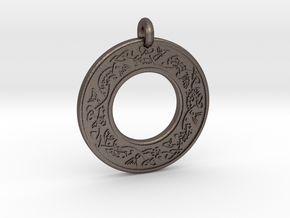 Celtic Fish Annulus Donut Pendant in Polished Bronzed-Silver Steel
