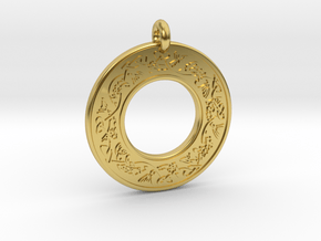 Celtic Fish Annulus Donut Pendant in Polished Brass