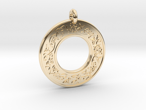 Celtic Fish Annulus Donut Pendant in 14k Gold Plated Brass