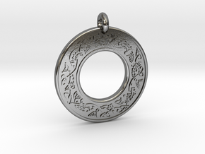 Celtic Fish Annulus Donut Pendant in Polished Silver