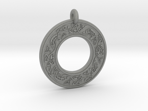 Celtic Fish Annulus Donut Pendant in Gray PA12