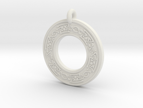 Celtic Snake serpent Annulus Donut Pendant in White Natural Versatile Plastic