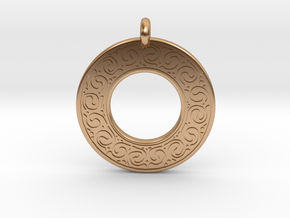 Celtic Spirals Annulus Donut Pendant in Polished Bronze