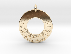 Celtic Spirals Annulus Donut Pendant in 14k Gold Plated Brass