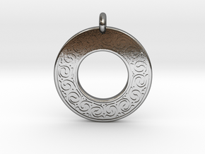 Celtic Spirals Annulus Donut Pendant in Polished Silver
