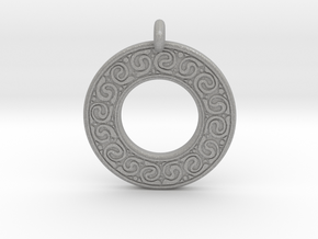 Celtic Spirals Annulus Donut Pendant in Aluminum