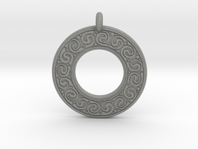 Celtic Spirals Annulus Donut Pendant in Gray PA12