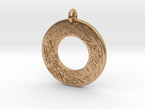 Celtic Birds Annulus Donut Pendant in Polished Bronze