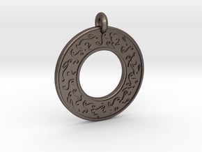 Celtic hare Rabbit Annulus Donut Pendant in Polished Bronzed-Silver Steel