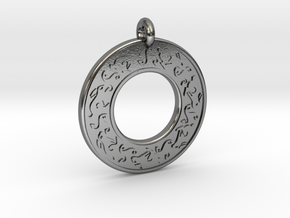Celtic hare Rabbit Annulus Donut Pendant in Polished Silver