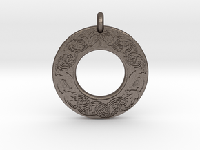 Brigantia Annulus Donut Pendant in Polished Bronzed-Silver Steel