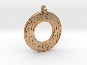 Celtic Stag Annulus Donut Pendant in Polished Bronze