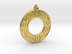 Celtic Stag Annulus Donut Pendant in Polished Brass