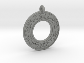 Celtic Stag Annulus Donut Pendant in Gray PA12